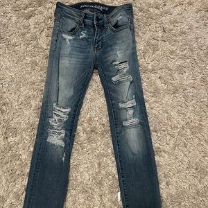 American Eagle super super stretch skinny jeans, size 00 Short!
